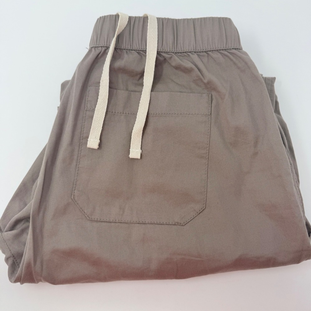 Pact Mens Large Organic Cotton Jogger Pants‎ Taupe Brown Elastic Waist Tapered